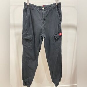 Dickies Girls Black Cargo Utility Pants Size Medium Elastic Waist Ankles cotton